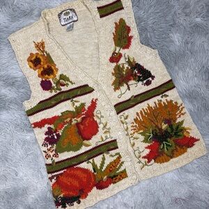 Vintage 1997 Tiara International Harvest Knit Sweater Vest 3D Textured